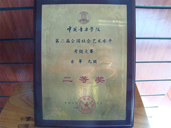 中国音乐学院考级大赛九级二等奖